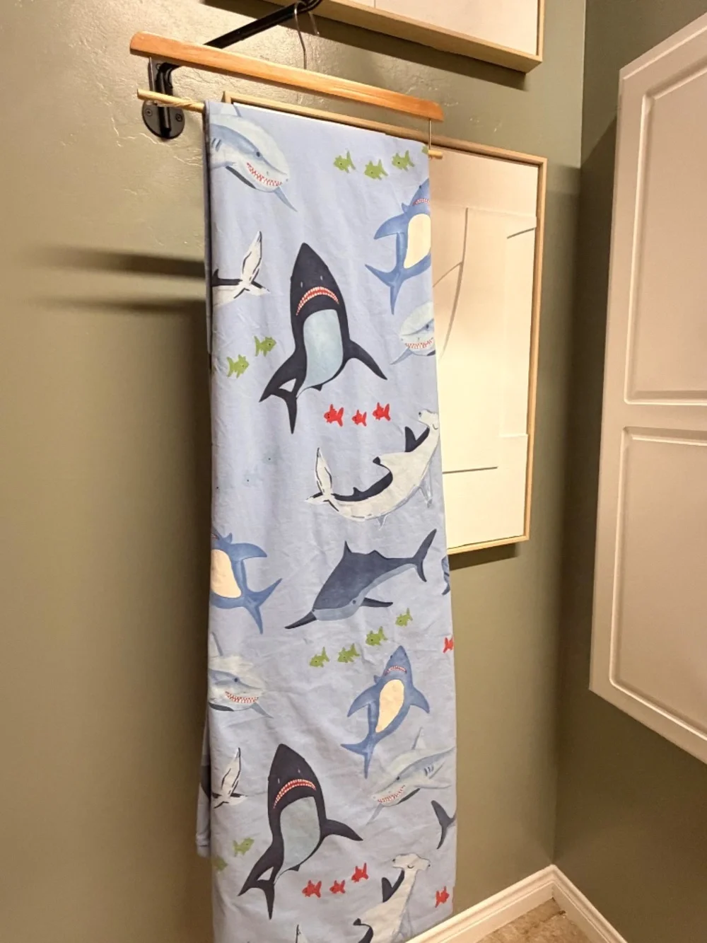 Pottery Barn Kids Shark Bite Queen Duvet Cover + 2 Pillow Cases